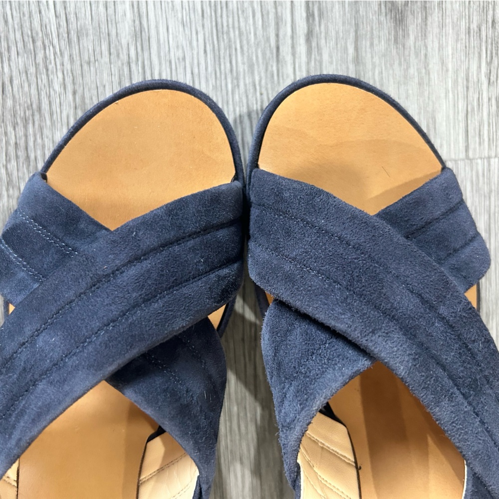 J Crew Blue Suede Wedge Sandals | 8 - Picture 3 of 9